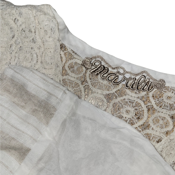 Marilu Italian Boutique Embroidered Multi Texture Boho Blouse Top sz S - Picture 3 of 3